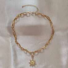 1 pieza Collar con colgante de sol vintage de moda, cadena para el cuello de uso diario