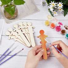 50 Pieces Of Giant Wooden Craft Rods - Human-Shaped, Suitable For DIY Projects, Classrooms And Home Decoration, Wooden Craft Cuts, Wooden Craft Shapes - Apricot - View 3