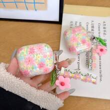 花朵保护壳适用于 Apple 第四代，春季可爱设计 1/2/Pro 保护套，带吊坠，适用于新款 3 款蓝牙耳机，女士 - 彩色 - 查看 4