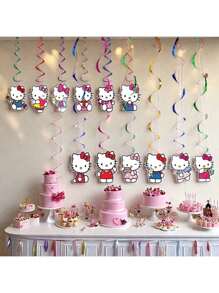 Hello Kitty 6/12 stuks Hello Kitty Party hangende swirls plafond streamers folie schattige decoratie Happy Birthday feestbenodigdheden HelloKitty feestdecoraties voor vrijgezellenfeesten, afstudeerfeesten en andere feestelijke gelegenheden
