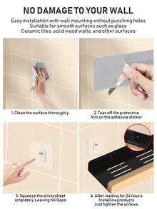 1 件装白色/黑色木质浴室收纳架，多功能马桶台面置物架，壁挂式免打孔收纳整理架，适用于存放洗漱用品和卫生纸，节省空间的浴室收纳用品，浴室配件，浴室工具 - 彩色 - 查看 9