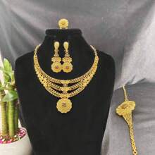 5pcs Middle Eastern Bridal Jewelry Set Necklace Earrings Ring Bracelet Accessory