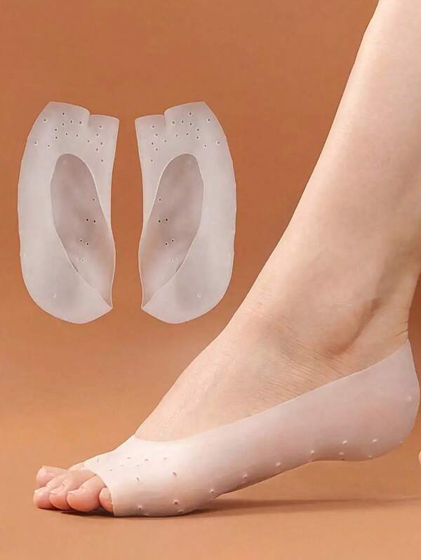 Meias de Silicone Gel Hidratantes para Pés Secos e Rachados - Protetores de Calcanhar de Dedo Aberto, Meias de Cuidado dos Pés Anti-Rachadura com Tecido Esticável Macio, Conforto para Todas as Estações