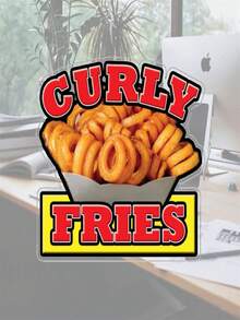 212 Main Curly Fries Concession Decal Cart Sign - Stand French Hot - Multicolor - View 1