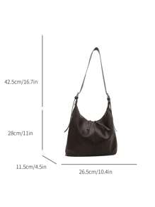 Bolso de hombro de gran capacidad y unicolor vintage para mujer, versátil bolso bandolera con asa, gran capacidad, bolso de hombro tipo hobo, bolso de bandolera casual para el trabajo