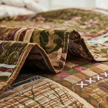 Reversible Lodge Plaid Bedding Moose Bear Quilt Full/Queen Size Rustic Bedspread Cabin Coverlet Wildlife Forest Daybed Cover Summer Lightweight Bed Cover Pillow Shams - Màu xanh sô cô la - Xem 5