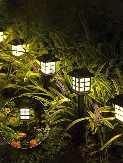 24/12/6/4/2 Solar Sensor Lights, Solar Outdoor Lights, Solar Garden Lights, LED Solar Lights With Outdoor Waterproof Function, Durable Plastic Lanterns And Black Frames. Semi-Embedded Ground Installation Is Suitable For Garden Path, Courtyard And Deck Decoration. The Solar Walkway Lights Can Provide 10 Hours Of Lighting For Your Garden, Landscape, Path, Courtyard, Patio And Driveway.