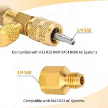 Valve Core Remover Installer Tool And HVAC Service Wrench Set With Hex Bit Adapters, R410A Adapter 5/16 Female 1/4 Male Flare, 3/8'' To 1/4'', 5/16'' X 1/4'' Refrigeration Service Wrench, 10pcs Valve Core