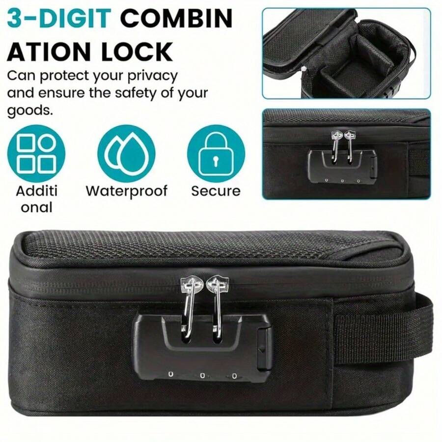 Smell Proof Pouch Bag With Combination Lock Carbon Lined Odor Proof Case Containers For Travel And Home (8x4x2.75inch) - Xám - Xem 1
