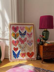 1pc Baby Room Decor, Wall Art, Butterfly Heart Prints, Colorful Nursery Art, Teen Girl Dorm Room Decor, 70's Style Art, Bohemian Wall Art, Whimsical Bedroom Poster Wall Art, Modern Living Room Wall Decor, Kids Room Wall Art For Boys, Baby Animal Prints - Multicolor - View 2