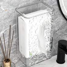 1pc Elegant Glacier Pattern Plastic Napkin Holder - Desktop/Wall-Mount Tissue Box, Home Use Adhesive Paper Towel Dispenser For Living Room, Coffee Table, Bathroom, Kitchen, Bedroom | Toilet Paper Storage - Clear - View 6
