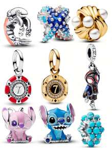 Disney 1 pieza Dije en forma de carroza encantada con cristales de laboratorio para el 100 aniversario de Disney, apto para pulseras de plata 925 para mujer