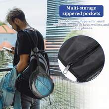 排球包，耐用篮球包，带小内袋，篮球携带包，可容纳 1 个球，各种运动球，包括篮球、足球、足球和橄榄球，黑色 - 彩色 - 查看 10