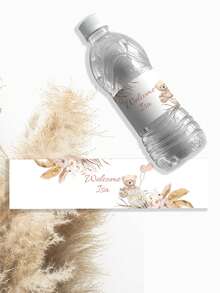 UNICCUT 客製化波西米亞風熊熊與芒草水瓶標籤，個性化姓名新生兒洗禮派對裝飾瓶貼，自黏式 - 彩色 - 查看 11
