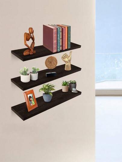 Redlemon 3 Repisas Flotantes de Madera de 50x15cm, Set de Estantes Minimalistas tipo Librero, Ideales para Decoración en Cocina, Baño, Sala, Cuarto, Bar. Soportan hasta 10 Kg, Fácil Instalación