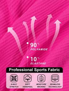 1pc Classic Ribbed, High Stretch Yoga Bra, Shock-Proof Seamless Fitness Camisole, Adjustable Strap, Backless Breathable Sports Bra - Pink - View 7