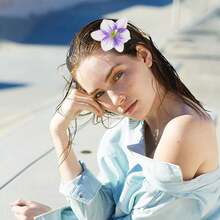 7pcs Hawaiian Style Flower Hair Clips, Faux Lily Flower Barrettes, Romantic Beach Vibe Hair Accessories For Bangs/Buns, Perfect For Photo Shoots, Claw Clips, Hair Claws, Hair Slide, Duckbill Clip, School Stuff - Multicolor - View 4