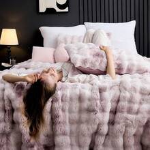 Comforter Set 3 Piece, Plush Fluffy Bedding, Geometric Pattern, Lightweight Bedspread Blanket All Season, Faux Comforter - Tie Dye-pink Purple - View 4