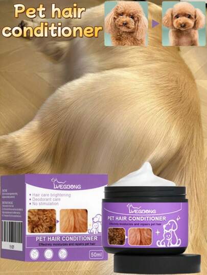 Condicionador para pelos de animais de estimação 1 peça/50ml, limpeza e cuidado para pelos de animais de estimação, macio e fofo, desembaraçante, suavizante, antiembaçante, condicionador para pelos de animais de estimação antifrizz