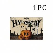 1/4/6 Stücke Halloween Serie mit gestreiften, Geister- und Kürbisdruck dekorative Tischsets/Untersetzer, 100% Leinen, handwaschbar - ideal für Esstische, Restaurants, Geburtstag & Party Dekoration, Heimdekoration