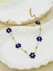 1 件时尚可爱女孩新款 18K 镀金钛钢小花手链，不锈钢串珠设计手饰，母亲节生日情人节约会礼物，舞会珠宝套装，毕业婚礼季，波西米亚度假风格，妈妈，母亲，母亲节，礼物 - 花瓣 - 查看 24