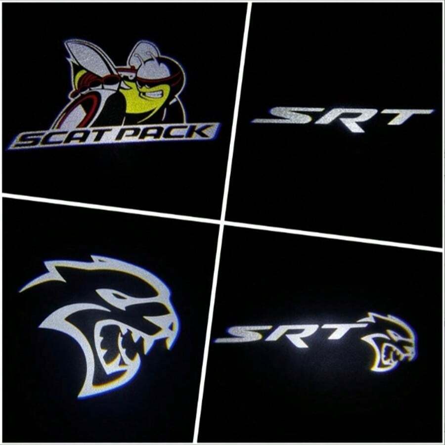 Custom Dodge Charger & Challenger LED Door Puddle Lights - Scat Pack, SRT, Hellcat, R/T (Pairs Or 4-Pack) - Style 2 - View 1