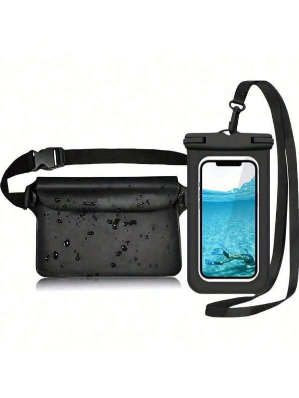 2 Stücke wasserdichte Tasche + Handyhülle, wasserdichte Trockentasche, geeignet für Rafting, Strand, Schwimmen, Bootfahren, Kajak, Wandern, zum Schutz von Handy, Kameras, Bargeld, MP3-Playern, Pässen und Dokumenten vor Wasser, Sand, Schnee und Staub, Strandutensilien, Strandaccessoires, Poolschwimmer