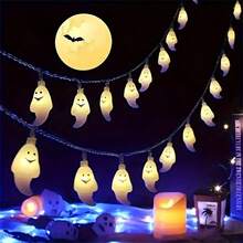 电池供电的万圣节鬼魂灯串，可爱的室内万圣节灯，适用于派对门廊壁炉万圣节装饰（暖白色），万圣节装饰灯，家居装饰，派对装饰，万圣节装饰，房间装饰，万圣节花园装饰，可作为礼物，仙女 - 暖白色 - 查看 10