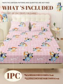 Bluey 1 bộ ga trải giường Bruie, bộ đồ giường họa tiết Bruie lớn lên, tấm bảo vệ nệm, ga phủ giường, đồ dệt gia dụng thoải mái, tấm bảo vệ nệm thoáng khí thân thiện với da, chống xù lông, ga phủ giường hoạt hình, trang trí nhà cửa, ga phủ giường trang trí phòng ngủ/ký túc xá, trang trí mùa thu, trang trí phòng. - Hồng - Xem 2