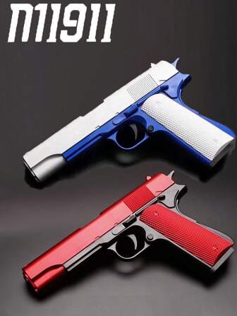 Pistola de juguete manual de tiro de casquillos para jóvenes, 10 balas blandas, 8 casquillos, un juego de tiro de aprendizaje para adolescentes, modelo de pistola, regalo de cumpleaños (Este producto tiene dos opciones: con fuente y sin fuente, se envía aleatoriamente, algunos colores de los accesorios se envían aleatoriamente, la medición manual del tamaño puede causar errores)
