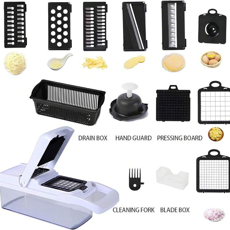 New Multi-Functional Vegetable Cutter, Onion Dicing Slicer, Shredder, Potato Slicer, Grater Kitchen Tool - Multicolor - View 6