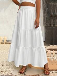 女式白色高腰 A 字裙，修身百搭，春夏 - 白色 - 查看 1