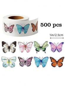 500 miếng/cuộn nhãn dán hình bướm và hoa, 16 hình dạng độc đáo, thẩm mỹ sống động dành cho bé gái, thích hợp làm quà tặng, sổ tay, máy tính xách tay, chai lọ, cắt, hành lý, phong bì trang trí DIY, nhãn dán PVC chống thấm nước, đồ dùng học tập, trở lại trường - Nhiều màu - Xem 8