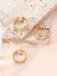 3 pièces/set Bague ouverte simple et élégante pour femmes, convient pour le quotidien, les fêtes, la décoration. Bijoux essentiels multifonctionnels pour femmes