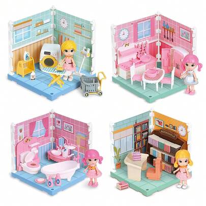 DIY Mini House Building Miniature Kit With Furniture, Creative Room Mini Doll House,Creative Play Home Decor Unique Hobby Gift