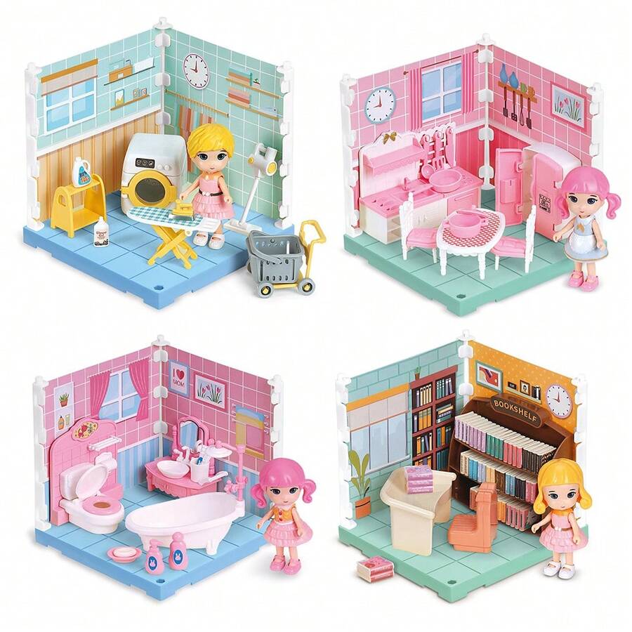 DIY Mini Haus Bau Miniatur Set mit Möbeln, kreatives Zimmer Mini Puppenhaus, kreatives Spielzeug Heim Dekoration einzigartiges Hobby Geschenk