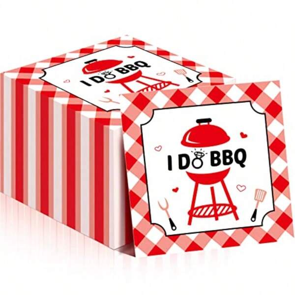 TLL BBQ Fork And ClawGueevin 100 Pieces I Do BBQ Napkins I Do BBQ Decorations Red And White Checkered Napkins Gingham Disposable Paper For Wedding Bridal Shower Bachelorette Party Supplies 5 X 5 InchesTLL 8970
