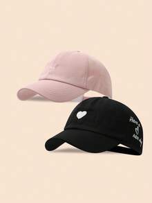 Love Embroidery Children's Baseball Cap For Spring Summer, Empty Top Baseball Cap For Girls, UV Ion Sun Hat For Ponytail, Spring And Autumn Sun Hat For Daily Outdoor Activies, For 3-10 Children - Multicolor - View 26