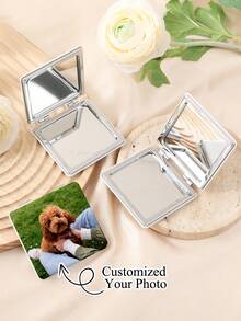 1 buc Oglindă compactă cu fotografie personalizată, Oglindă de buzunar cu imagine personalizată, Oglindă de machiaj cu nume personalizată, Cadou pentru domnișoare de onoare de nuntă, Frumusețe și sănătate, Toamnă elegantă, Cadou perfect pentru suvenir de nuntă