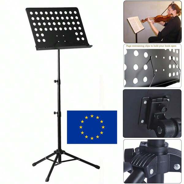 NetHong Hochbelastbarer, verstellbarer Notenständer aus Metall mit Stativ und Mikrofonständer für Bands