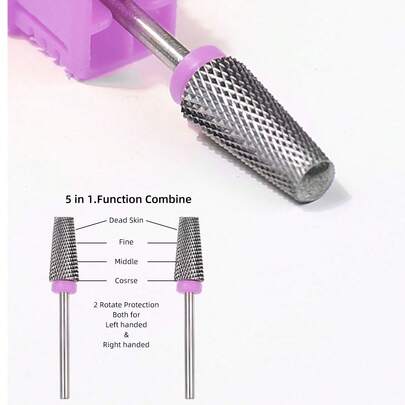  Cabezal de pulido morado NotNoot Nuevo de cinco en uno, cabezal de pulido de esmalte de uñas, dientes de enrollado doble, herramienta rápida de eliminación de uñas y eliminación de piel muerta, se puede usar en ambas manos con una máquina de pulido eléctrica, cabezal de pulido universal