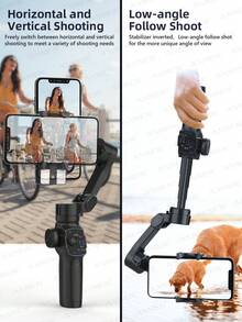 AXNEN 3 轴智能手机云台稳定器，配备 AI 面部追踪和内置延长杆 - 可折叠便携式设计 - 兼容 Android 和 IOS，适用于 Vlogging/直播/视频