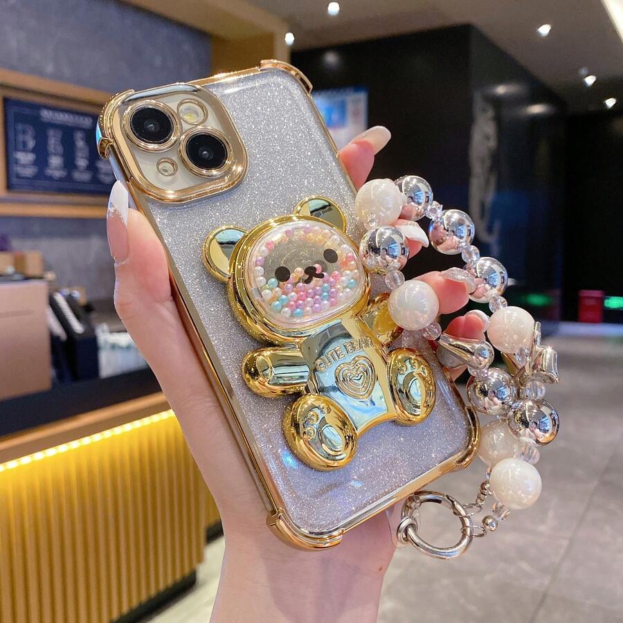 彩虹小熊 + 手链 电镀方形气垫防震/TPU 硅胶软边女/男奢华保护手机壳带防尘孔加厚兼容三星 Galaxy S24Ultra/S24Plus/S24/S23Ultra/S23Plus/S23/S22Ultra/S22Plus/S22/S21Ultra/S21Plus/S21FE/S23FE/S20Ultra/S20Plus/S20FE 和支架 电镀 + TPU 硅胶软边全身女/男奢华保护手机壳适用于 OPPO A5X/C1/2/3/4/5/6/7/8/9/987654321 和 OPPOA1/2/3/4/5/6/7/8/9/987654321 防水防摔防刮 - 金色 - 查看 1