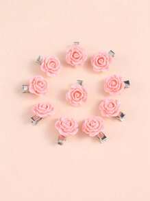 10Pcs Pink Rose Hair Clips For Women Small Flower Hairpins Girls Elegant Hair Clip Pin Barrettes Wedding Hair Accessories ,Flat Claw Clip, Hair Slide, Hair Claws