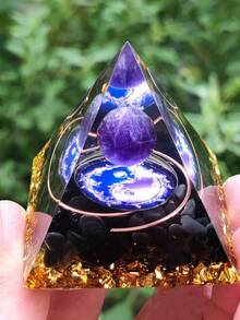 Kim tự tháp năng lượng Orgonite Reiki, quả cầu thạch anh tím tự nhiên, tinh thể chữa bệnh, dụng cụ luân xa, đồ trang trí, đá nhựa, đồ thủ công kim tự tháp trang trí nhà cửa, quà tặng, đồ trang trí để bàn bằng nhựa pha lê sáng tạo, thích hợp cho Giáng sinh, Halloween, Ngày của Cha. - Ngôi sao năm cánh màu xanh - Xem 12