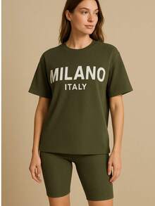 ✨ NUEVO LOOK ALERT ✨ Conjunto Biker + Playera Oversize que lo tiene TODO - Verde militar - Ver 1