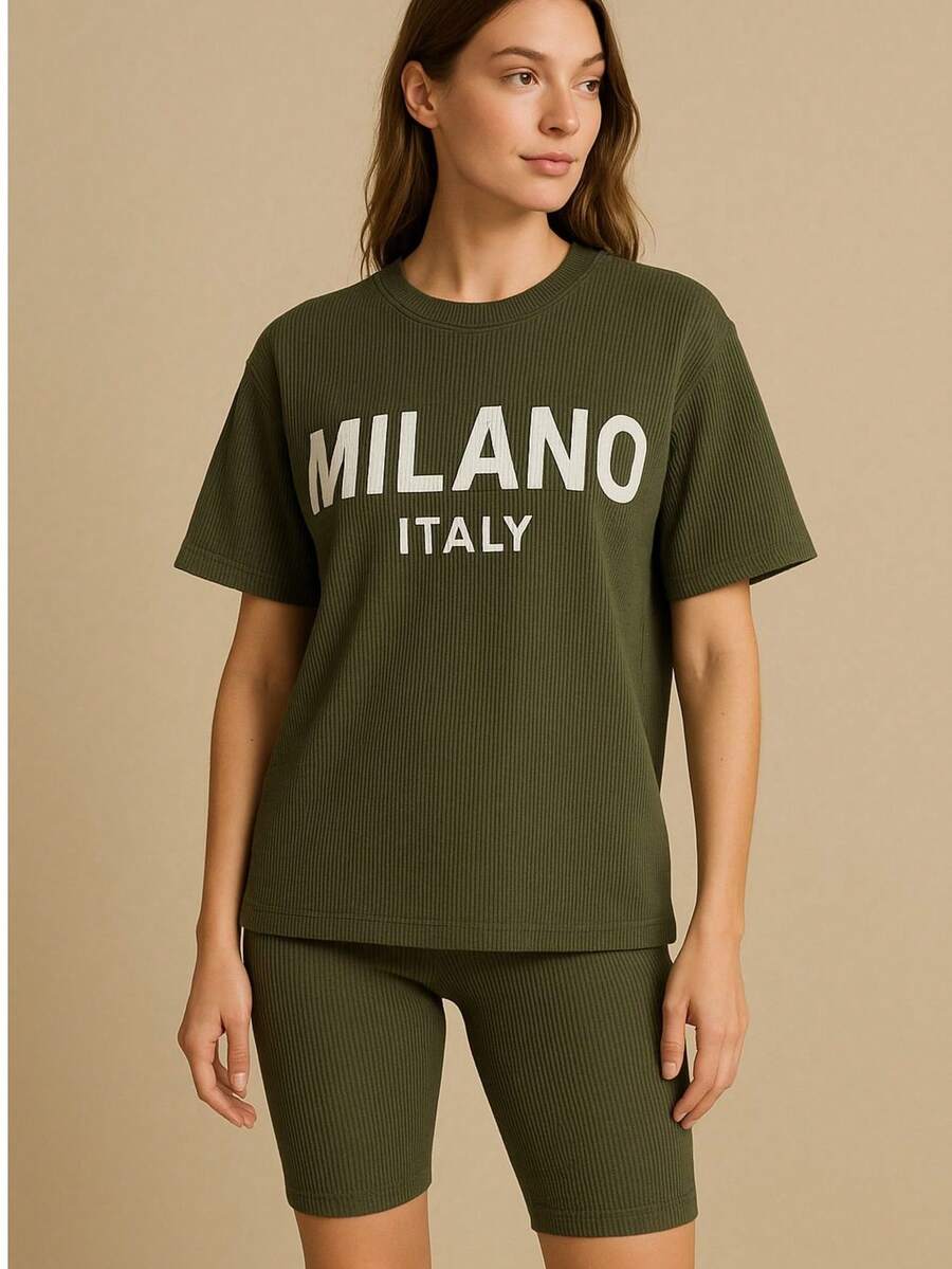 ✨ NUEVO LOOK ALERT ✨ Conjunto Biker + Playera Oversize que lo tiene TODO - Verde militar - Ver 1