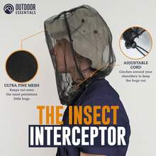 OutdoorEssentials Mosquito Bug Head Net - Face Netting Protection Against Mosquitoes, Gnats, Midges While Fishing Or Camping - Midge Nets Mesh Protection For Men & Women - Black - xanh quân đội - Xem 11