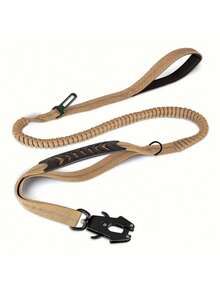 1 件，狗战术牵引绳，高强度牵引绳，4-6 英尺减震弹力牵引绳，配有 2 个软垫手柄，宠物腰带，适合中型到大型或超大型犬，适合日常遛狗，狗牵引绳，狗用具，黑色狗牵引绳。 - 彩色 - 查看 1