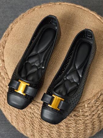 WHDXY 时尚休闲金属装饰平底鞋